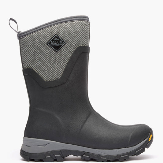 Women's Arctic Ice Mid Boot + Vibram Arctic Grip A.T. - Black/Gray Geo | Muck Boot Company