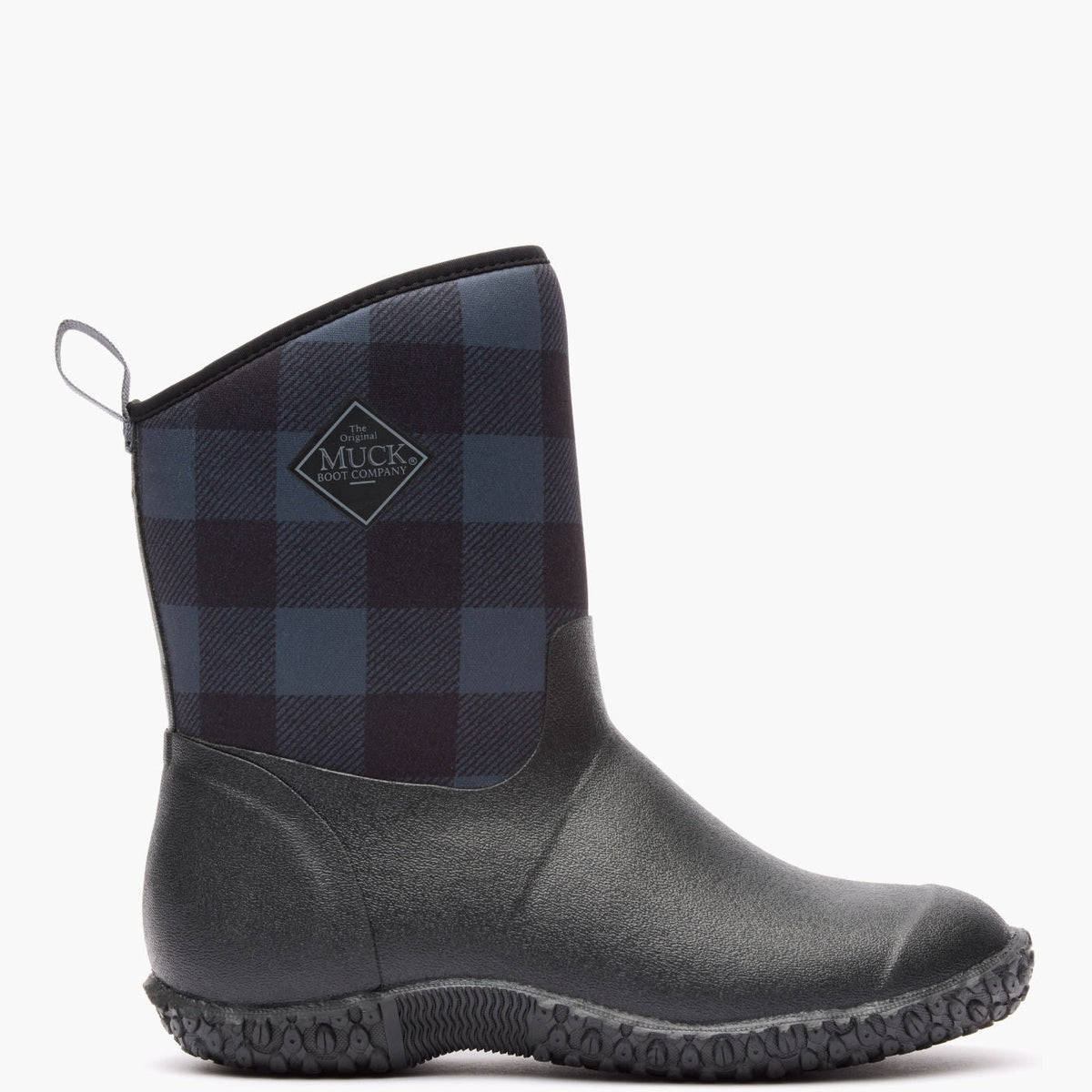 Women's Muckster II Mid Fleece Boot - Black/Gray Plaid Faux Fur | Muck Boot Company