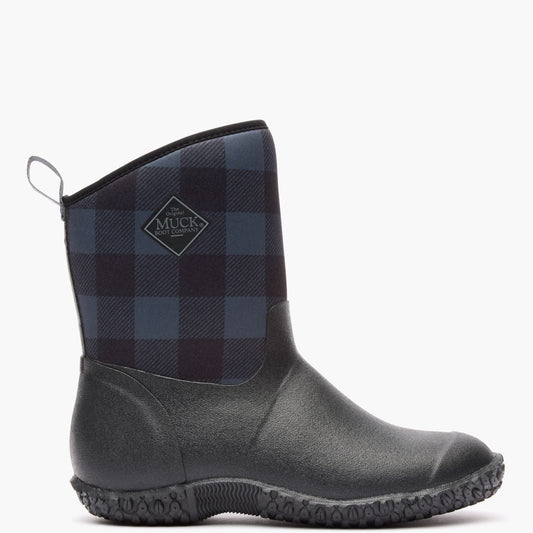 Women's Muckster II Mid Fleece Boot - Black/Gray Plaid Faux Fur | Muck Boot Company