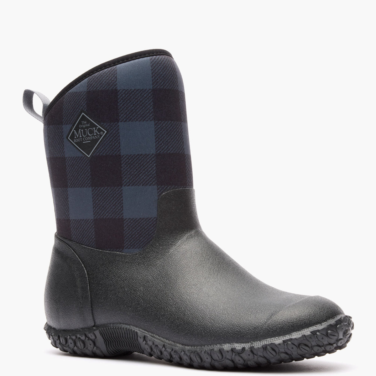 Women's Muckster II Mid Fleece Boot - Black/Gray Plaid Faux Fur | Muck Boot Company