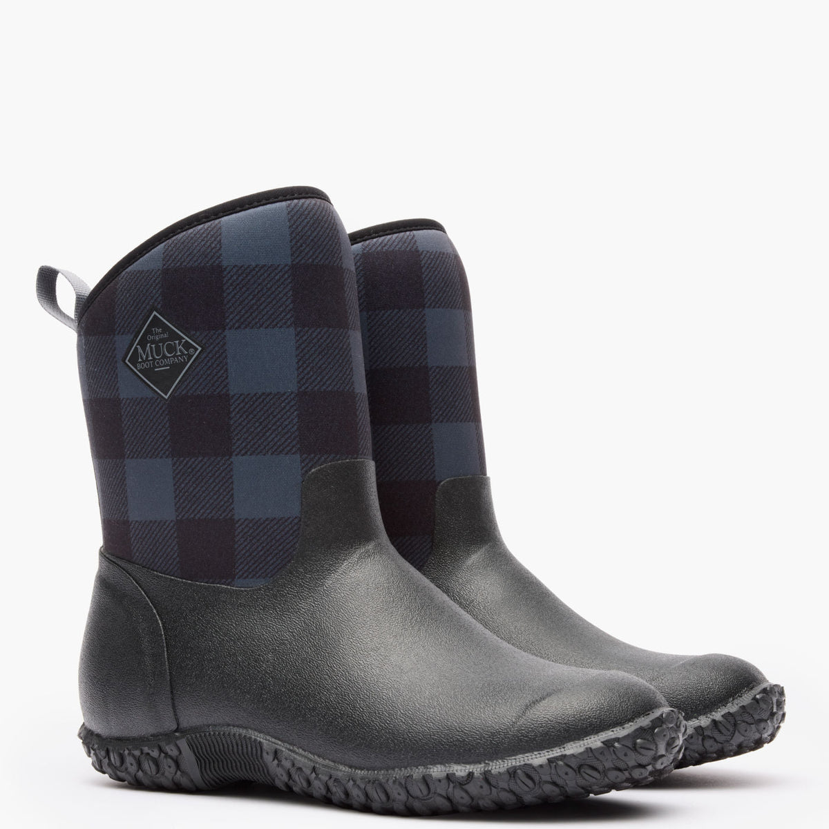 Women's Muckster II Mid Fleece Boot - Black/Gray Plaid Faux Fur | Muck Boot Company